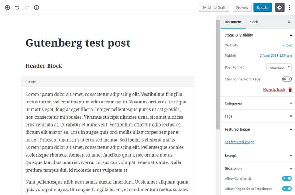 wordpress gutenberg update