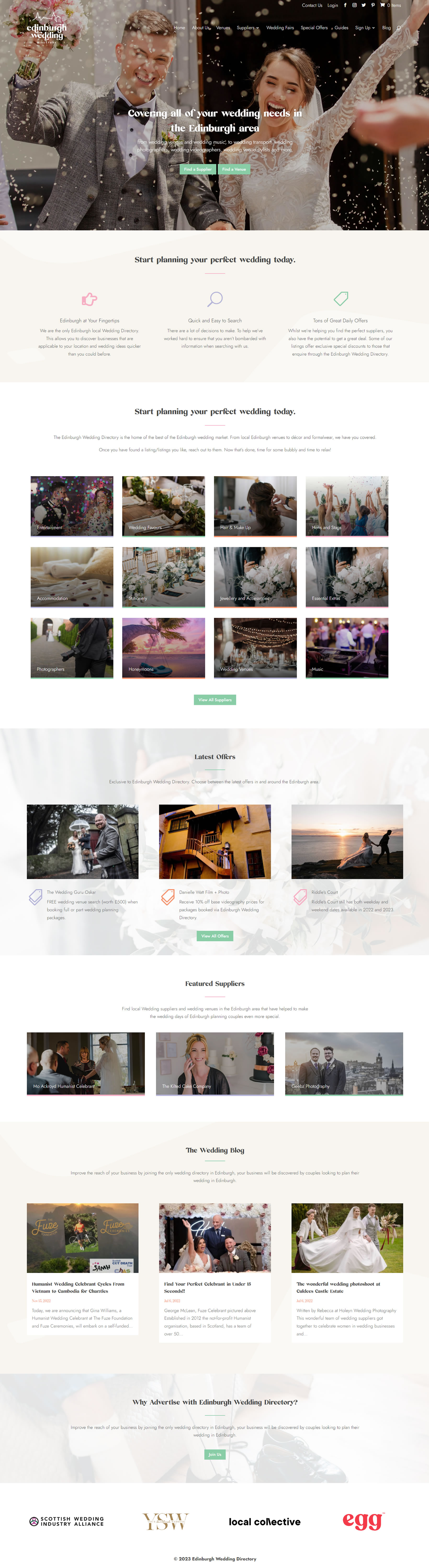 edinburgh wedding directory website design